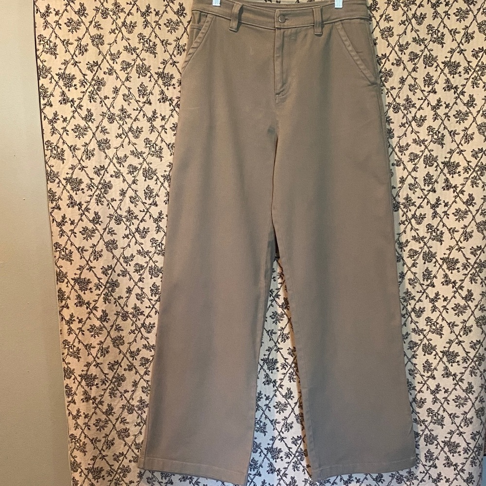 Nordstrom BP Women's Olive Green Wide Leg Pants 97% Cotton